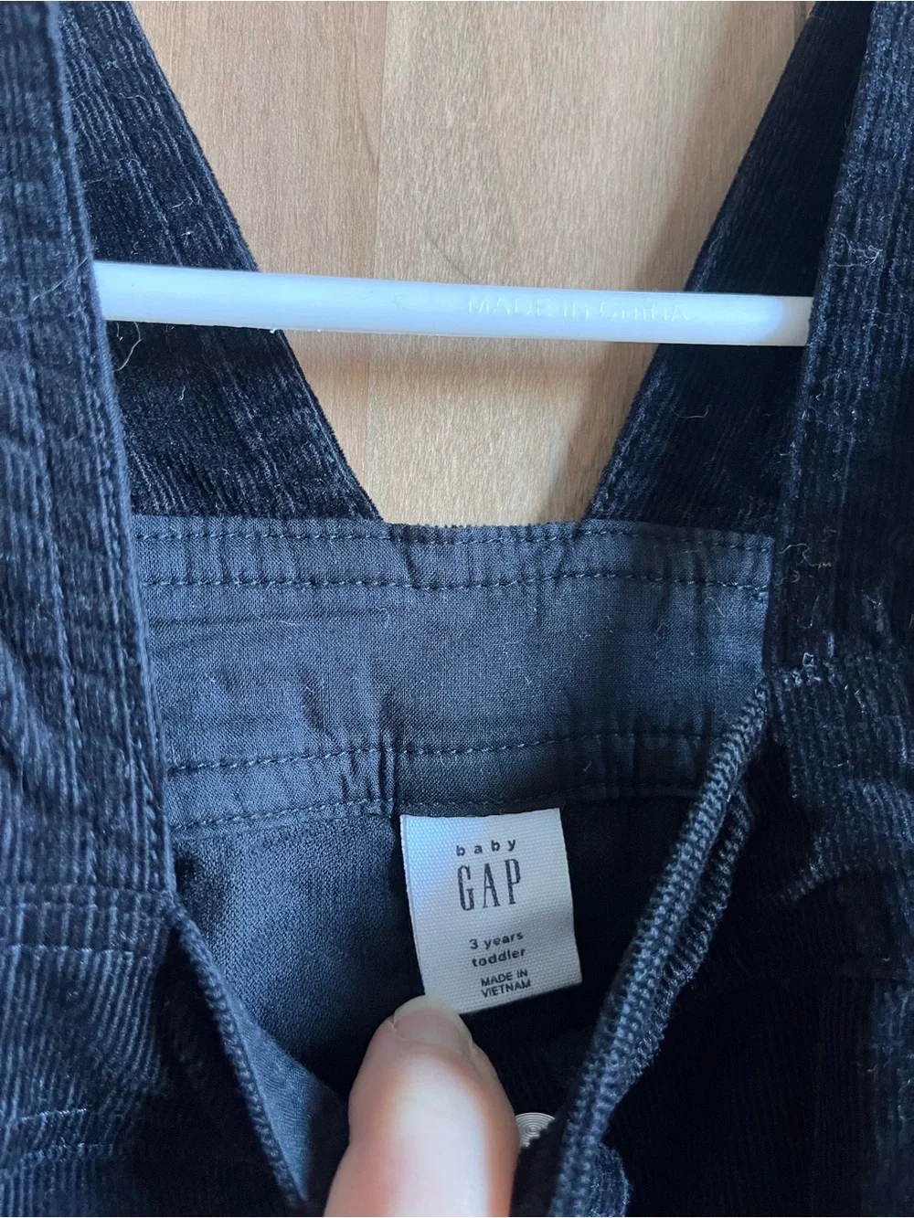 Baby GAP Black Corduroy button dress with cream puff shoulder top - 3T